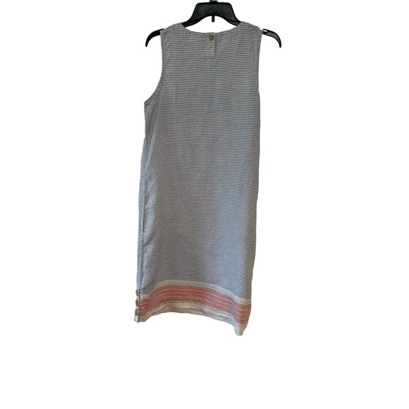 J. Jill Dresses & Skirts - J Jill 100% Linen Coastal Nautical Striped Dress with Pockets and Buttons Size M